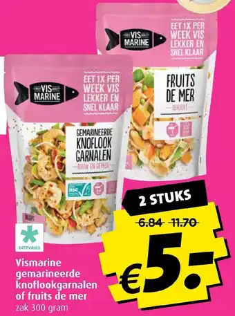 Boni Vismarine gemarineerde knoflookgarnalen of fruits de mer 300g aanbieding