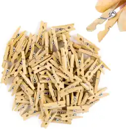 Amazon 100x mini clips - maat 25 mm mini clip wasknijpers Houten clip gemaakt van echt hout aanbieding