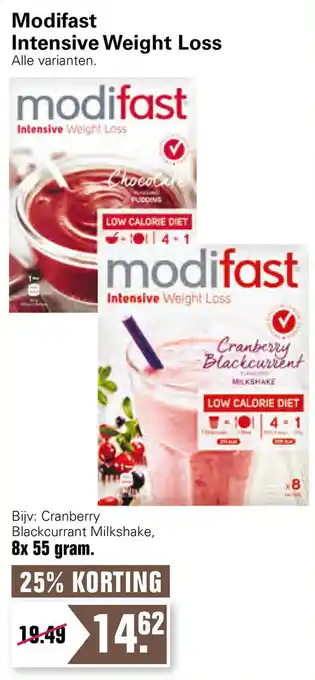 De Online Drogist Modifast intensive weight loss 25% Korting 8x55 gram aanbieding