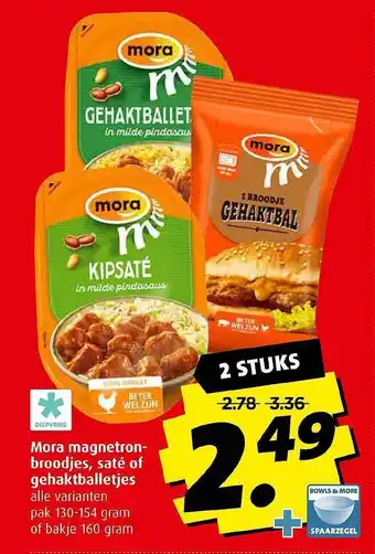 Boni Mora magnetronbroodjes, saté of gehaktballetjes 160 gram aanbieding