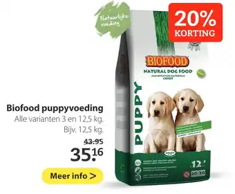 Pets Place Biofood puppyvoeding 12.5 kg aanbieding