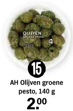 Albert Heijn AH olijven groene pesto 140 g aanbieding