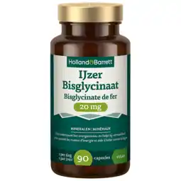 Holland & Barrett Holland & Barrett IJzer Bisglycinaat 20mg - 90 capsules aanbieding