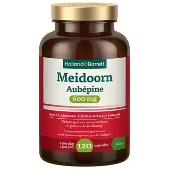 Holland & Barrett Holland & Barrett Meidoorn 600mg - 120 capsules aanbieding