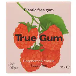 Holland & Barrett True Gum Raspberry & Vanilla Kauwgom - 21g aanbieding