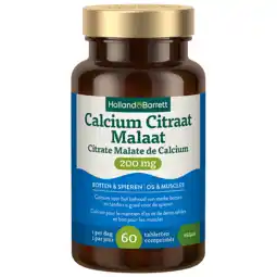 Holland & Barrett Holland & Barrett Calcium Citraat Malaat 200 mg - 60 Tabletten aanbieding