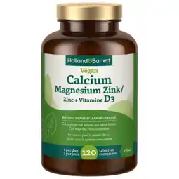 Holland & Barrett Holland & Barrett Vegan Calcium Magnesium Zink + Vitamine D3 - 120 tabletten aanbieding