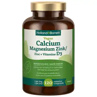 Holland & Barrett Holland & Barrett Vegan Calcium Magnesium Zink + Vitamine D3 - 120 tabletten aanbieding
