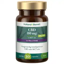 Holland & Barrett Holland & Barrett CBD 80mg MCT Ultra Sterk - 30 capsules aanbieding