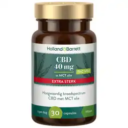 Holland & Barrett Holland & Barrett CBD 40mg MCT Extra Sterk - 30 capsules aanbieding