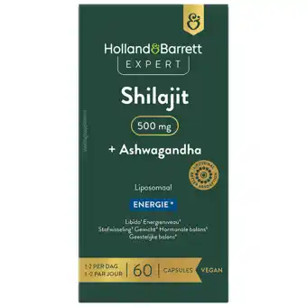 Holland & Barrett Holland & Barrett Expert Shilajit + Ashwagandha 500mg Liposomaal - 60 capsules aanbieding