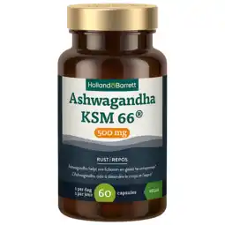 Holland & Barrett Holland & Barrett Ashwagandha KSM 66 500mg - 60 capsules aanbieding