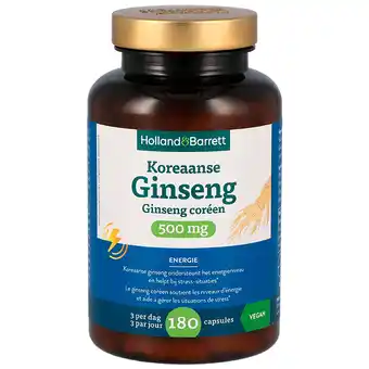 Holland & Barrett Holland & Barrett Koreaanse Ginseng 500mg - 180 capsules aanbieding