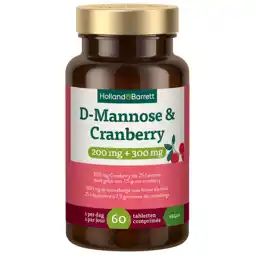 Holland & Barrett Holland & Barrett D-Mannose & Cranberry 200mg + 300mg - 60 tabletten aanbieding