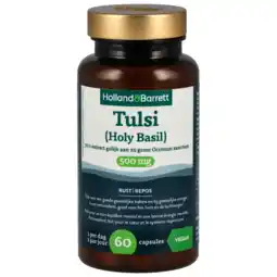 Holland & Barrett Holland & Barrett Tulsi (Holy Basil) 500mg 50:1 extract - 60 capsules aanbieding