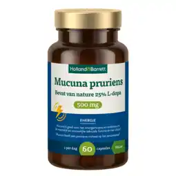 Holland & Barrett Holland & Barrett Mucuna Pruriens 500mg Bevat Van Nature 25% L-Dopa - 60 capsules aanbieding