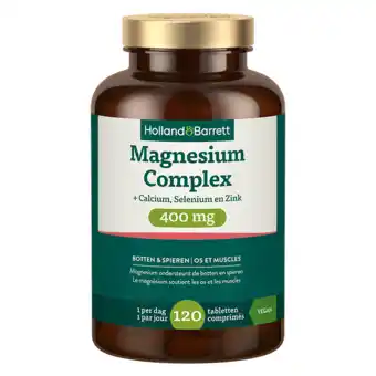 Holland & Barrett Holland & Barrett Magnesium Complex + Calcium, Selenium En Zink 400mg - 120 tabletten aanbieding