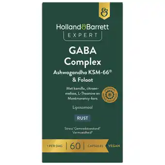 Holland & Barrett Holland & Barrett Expert GABA Complex + Ashwagandha & Folaat – 60 capsules aanbieding