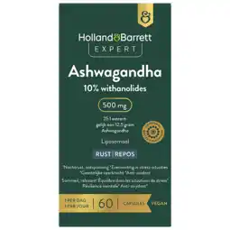 Holland & Barrett Holland & Barrett Expert Ashwagandha 10% withanolides 500mg Liposomaal - 60 capsules aanbieding