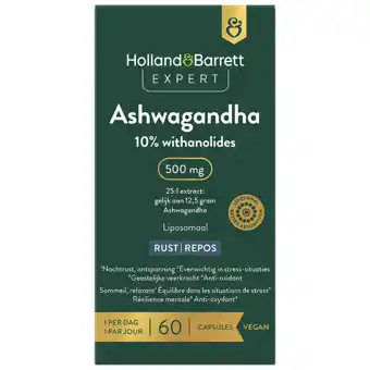 Holland & Barrett Holland & Barrett Expert Ashwagandha 10% withanolides 500mg Liposomaal - 60 capsules aanbieding