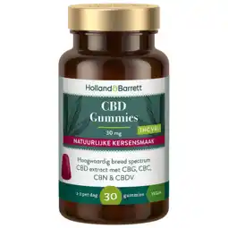 Holland & Barrett Holland & Barrett CBD 30mg Gummies Natuurlijke Kersensmaak - 30 gummies aanbieding