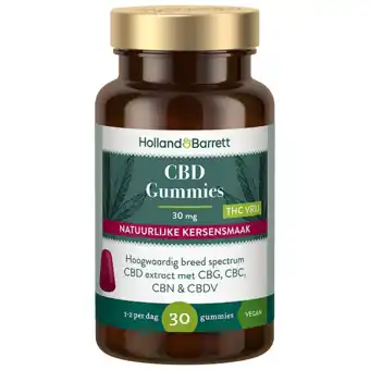 Holland & Barrett Holland & Barrett CBD 30mg Gummies Natuurlijke Kersensmaak - 30 gummies aanbieding