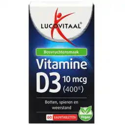 Holland & Barrett Lucovitaal Vegan Vitamine D3 10mcg – 60 kauwtabletten aanbieding