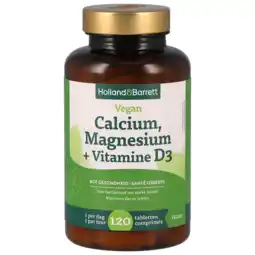 Holland & Barrett Holland & Barrett Vegan Calcium, Magnesium + Vitamine D3 - 120 tabletten aanbieding