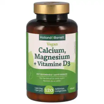 Holland & Barrett Holland & Barrett Vegan Calcium, Magnesium + Vitamine D3 - 120 tabletten aanbieding