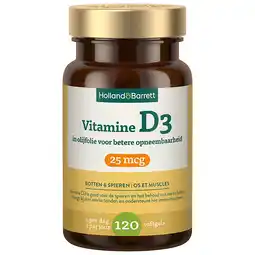 Holland & Barrett Holland & Barrett Vitamine D3 In Olijfolie 25mcg - 120 softgels aanbieding