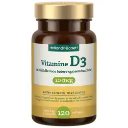 Holland & Barrett Holland & Barrett Vitamine D3 In Olijfolie 10mcg - 120 softgels aanbieding