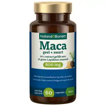 Holland & Barrett Holland & Barrett Maca Geel + Zwart 800mg - 60 capsules aanbieding