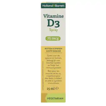 Holland & Barrett Holland & Barrett Vitamine D3 Spray 75 mcg - 15ml aanbieding
