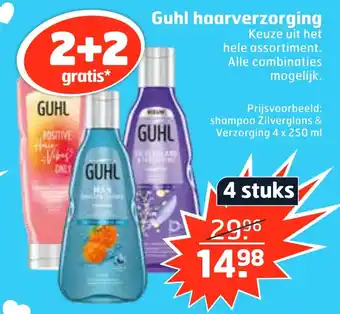 Trekpleister Guhl haarverzorging 2+2 Gratis 4x250 ml aanbieding