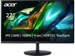 MediaMarkt Acer Sh272uebmiphux - 27 Inch 2560 X 1440 (quad Hd) Ips-paneel In Hoogte Verstelbaar aanbieding