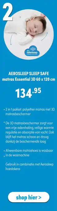 Baby & Tiener Aerosleep Sleep Safe Matras Essential 3D 60 X 120 Cm aanbieding