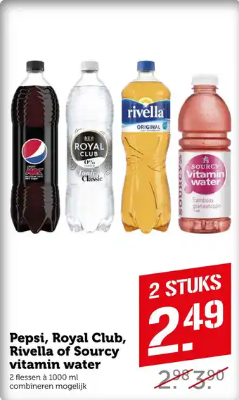 Coop Pepsi, Royal Club, Rivella of Sourcy vitamin water aanbieding