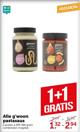 Coop Alle g'woon pastasaus aanbieding