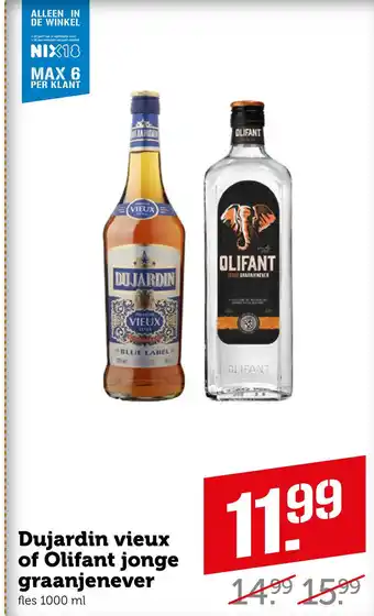 Coop Dujardin vieux of Olifant jonge graanjenever aanbieding