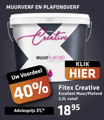 De voordeelmarkt Fitex Creative Excellent Muur/Plafond 2,5L vanaf aanbieding