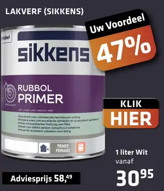 De voordeelmarkt Lakverf (Sikkens) 1 liter Wit aanbieding