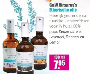 Gezond & Wel G&W Airspray's Etherische olie aanbieding