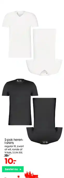 HEMA 2-pak heren t-shirts aanbieding