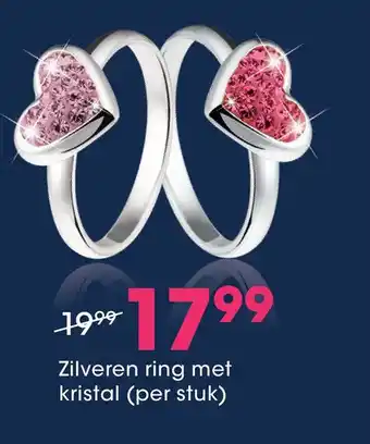 Lucardi Zilveren ring met kristal (per stuk) aanbieding