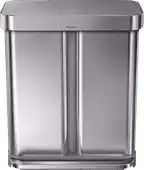 Bol.com Simplehuman Rectangular - Prullenbak - 58 Liter Inhoud - Met 2 Compartimenten - Zilver aanbieding