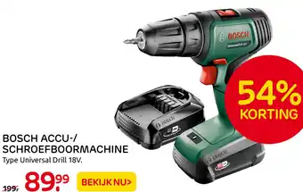 Praxis BOSCH ACCU-/ SCHROEFBOORMACHINE Type Universal Drill 18V. aanbieding