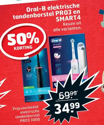 Trekpleister Oral-B elektrische tandenborstel PRO3 en SMART4 aanbieding