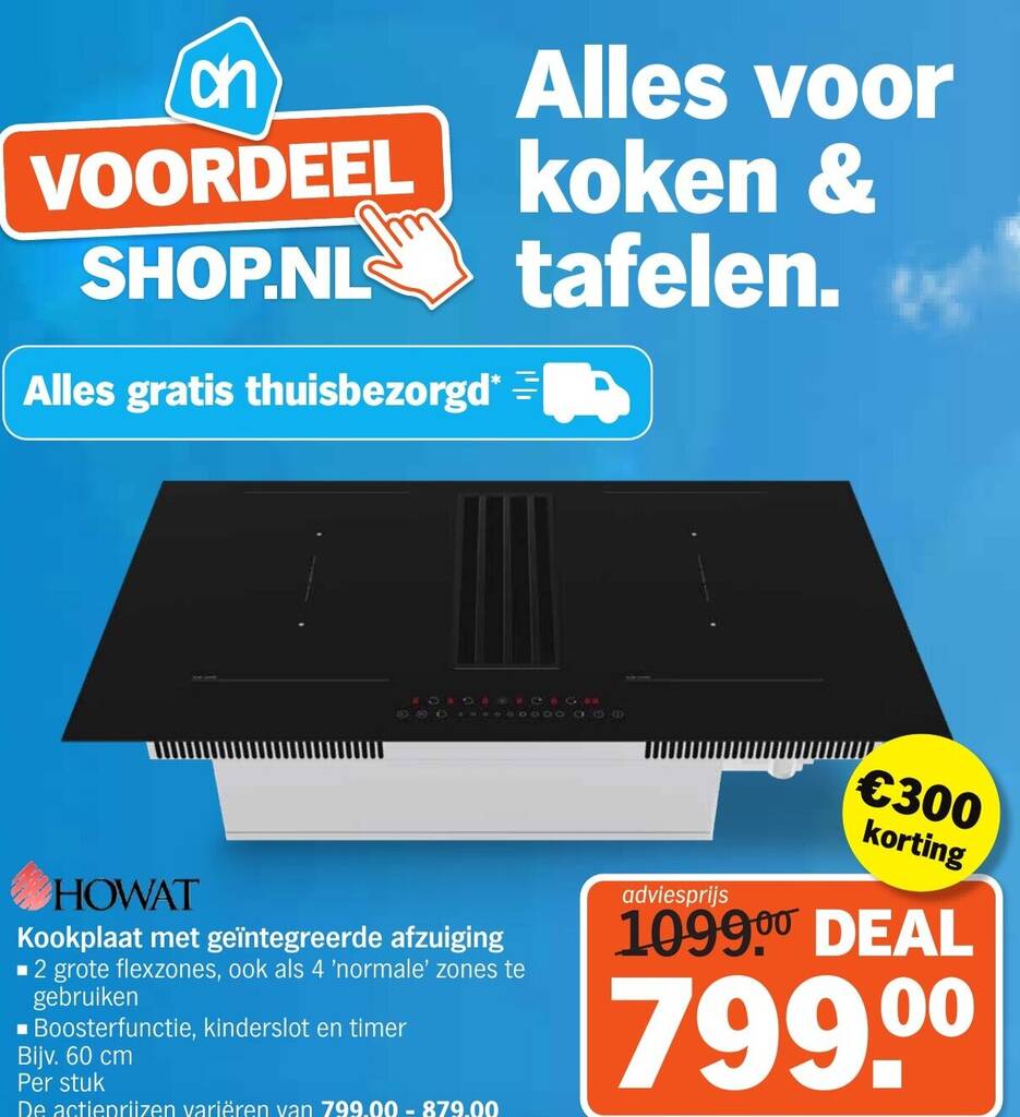 HOWAT Kookplaat met geïntegreerde afzuiging 60 cm aanbieding bij Albert ...