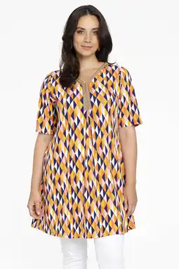 Wehkamp Yoek geruite tuniek oranje/ geel/ paars aanbieding