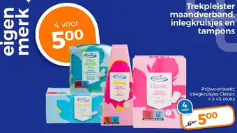Trekpleister Trekpleister maandverband, inlegkruisjes en tampons aanbieding
